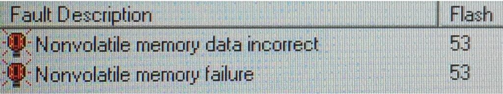 Nonvolatile memory failure and Nonvolatile memory data incorrect (Flash 53)